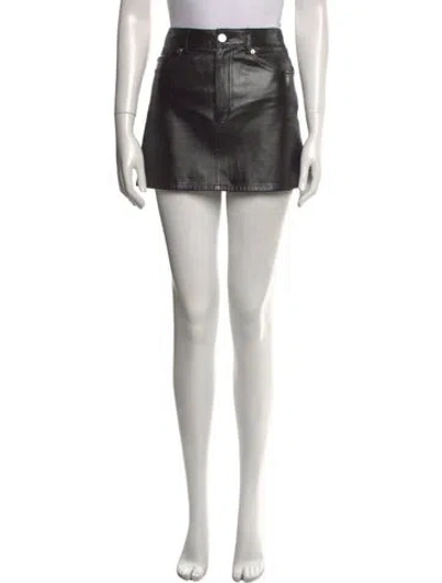 Pre-owned Helmut Lang Lamb Leather Mini Skirt In Black