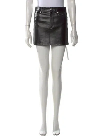 Pre-owned Helmut Lang Lamb Leather Mini Skirt In Black