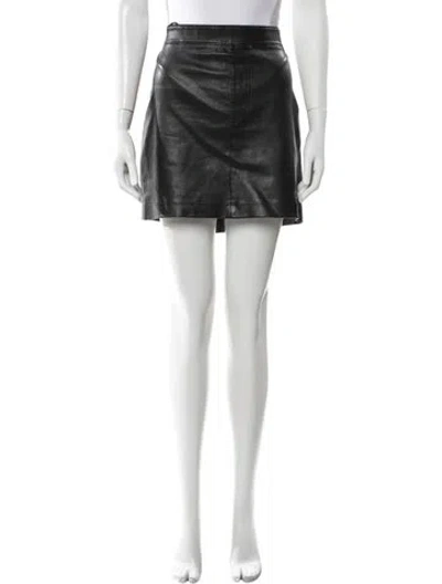 Pre-owned Helmut Lang Lamb Leather Mini Skirt In Black