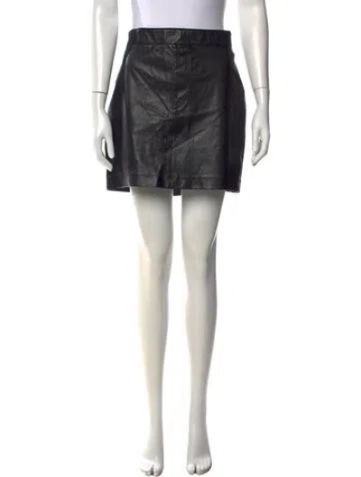 Pre-owned Helmut Lang Lamb Leather Mini Skirt In Black