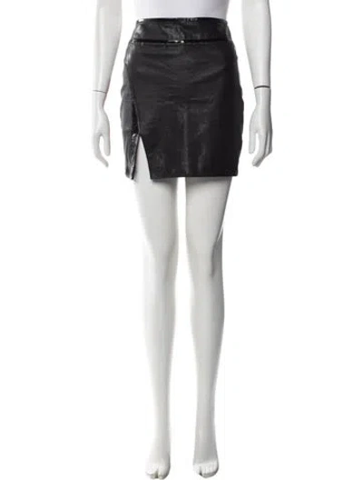 Pre-owned Helmut Lang Lamb Leather Mini Skirt In Black