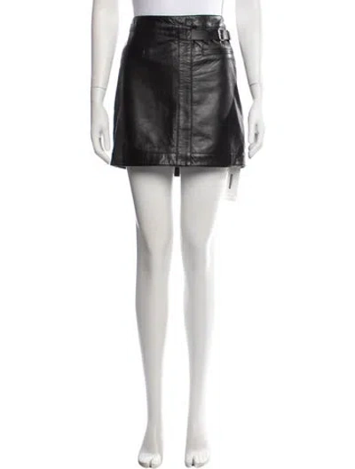 Pre-owned Helmut Lang Lamb Leather Mini Skirt In Black