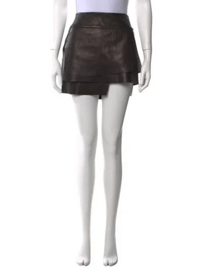 Pre-owned Helmut Lang Lamb Leather Mini Skirt In Black