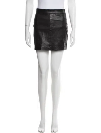 Pre-owned Helmut Lang Lamb Leather Mini Skirt In Black