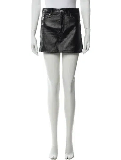 Pre-owned Helmut Lang Lamb Leather Mini Skirt In Blue
