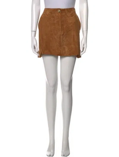 Pre-owned Helmut Lang Lamb Leather Mini Skirt In Brown