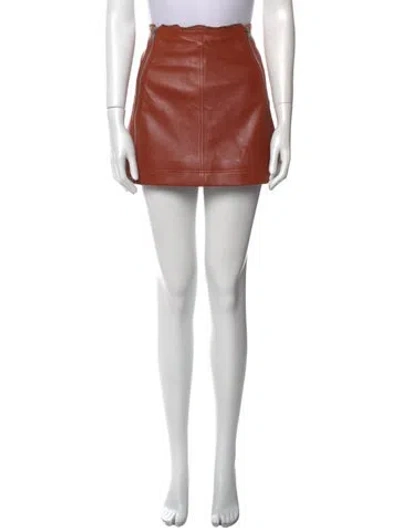 Pre-owned Helmut Lang Lamb Leather Mini Skirt In Brown