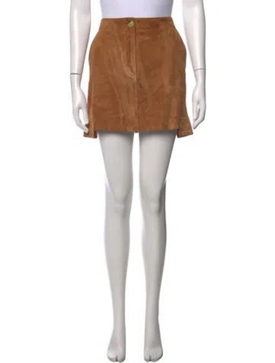 Pre-owned Helmut Lang Lamb Leather Mini Skirt In Brown
