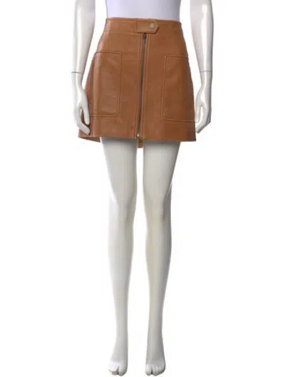 Pre-owned Helmut Lang Lamb Leather Mini Skirt In Brown