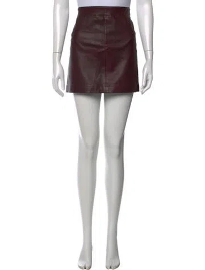 Pre-owned Helmut Lang Lamb Leather Mini Skirt In Burgundy