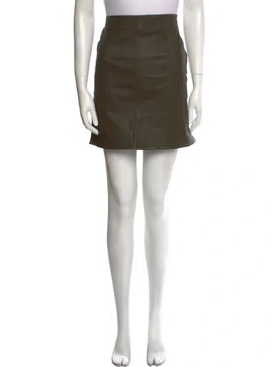Pre-owned Helmut Lang Lamb Leather Mini Skirt In Green