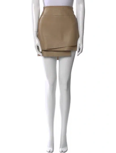 Pre-owned Helmut Lang Lamb Leather Mini Skirt In Neutral