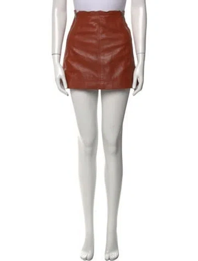 Pre-owned Helmut Lang Lamb Leather Mini Skirt In Orange