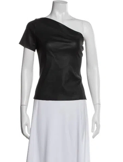 Pre-owned Helmut Lang Lamb Leather One-shoulder Top In Black