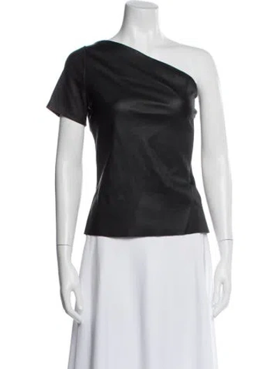 Pre-owned Helmut Lang Lamb Leather One-shoulder Top W/ Tags In Black