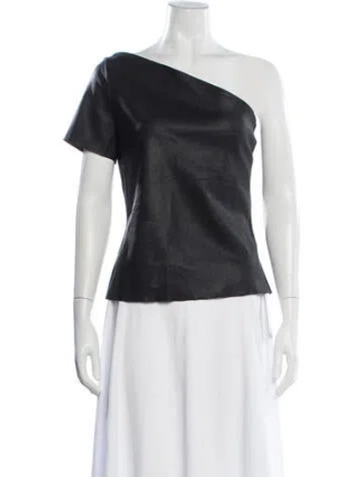 Pre-owned Helmut Lang Lamb Leather One-shoulder Top In White