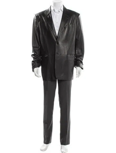 Pre-owned Helmut Lang Lamb Leather Parka In Gray