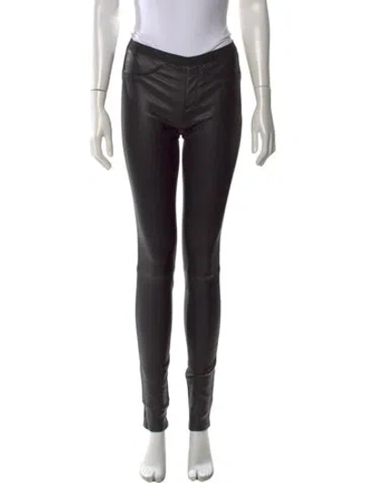 Pre-owned Helmut Lang Lamb Leather Skinny Leg Pants In Black