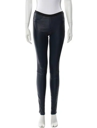 Pre-owned Helmut Lang Lamb Leather Skinny Leg Pants In Blue