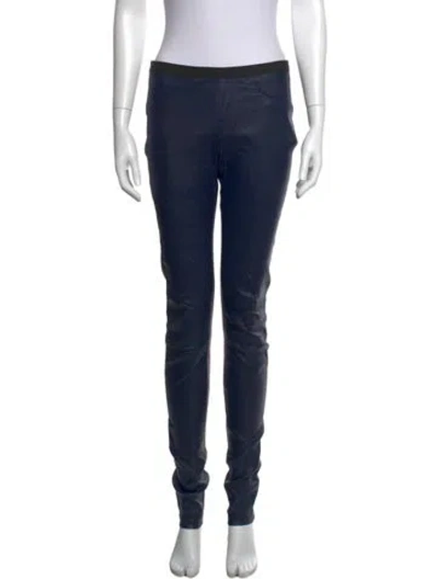 Pre-owned Helmut Lang Lamb Leather Skinny Leg Pants In Blue