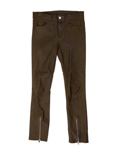 Pre-owned Helmut Lang Lamb Leather Skinny Leg Pants In Brown