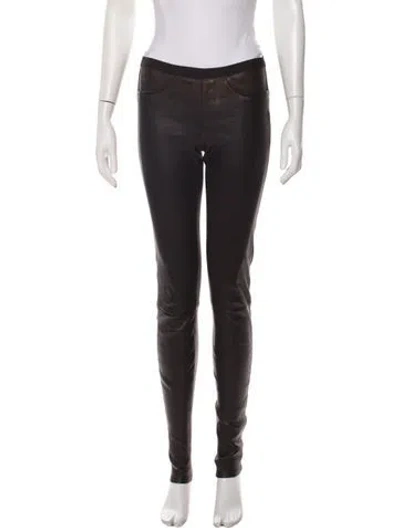 Pre-owned Helmut Lang Lamb Leather Skinny Leg Pants In Brown