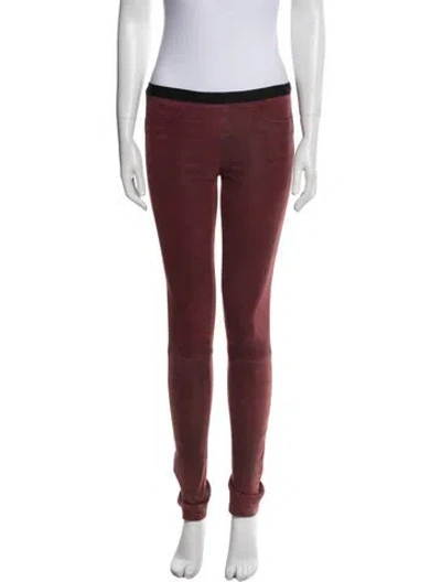 Pre-owned Helmut Lang Lamb Leather Skinny Leg Pants In Burgundy