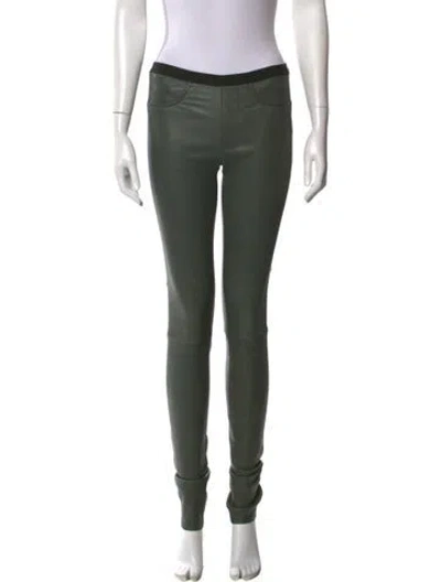 Pre-owned Helmut Lang Lamb Leather Skinny Leg Pants In Green