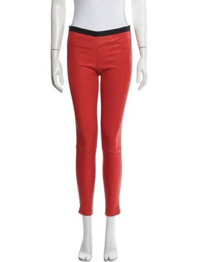 Pre-owned Helmut Lang Lamb Leather Skinny Leg Pants In Orange