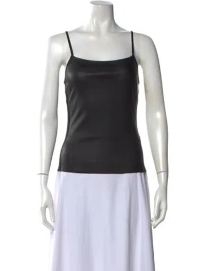 Pre-owned Helmut Lang Lamb Leather Square Neckline Top In Black