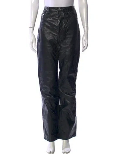 Pre-owned Helmut Lang Lamb Leather Straight Leg Pants In Black