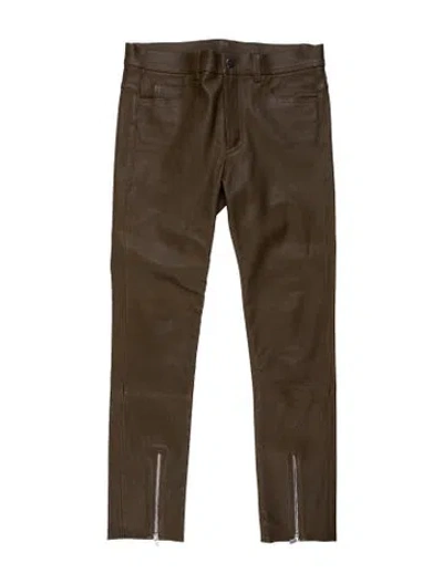 Pre-owned Helmut Lang Lamb Leather Straight Leg Pants W/ Tags In Green
