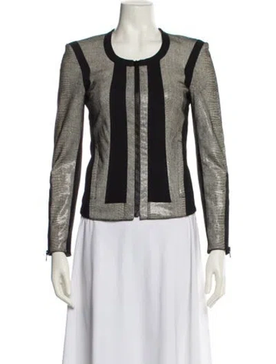 Pre-owned Helmut Lang Lamb Leather Striped Blazer In Gold