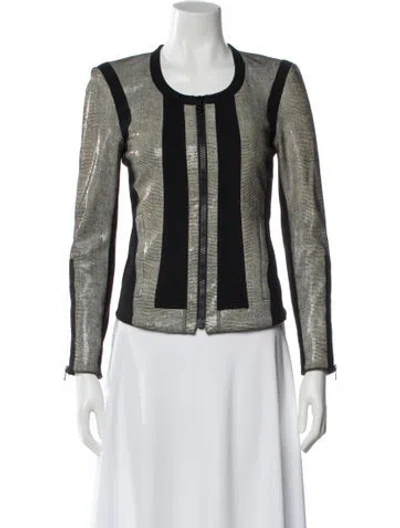 Pre-owned Helmut Lang Lamb Leather Striped Evening Jacket In Black