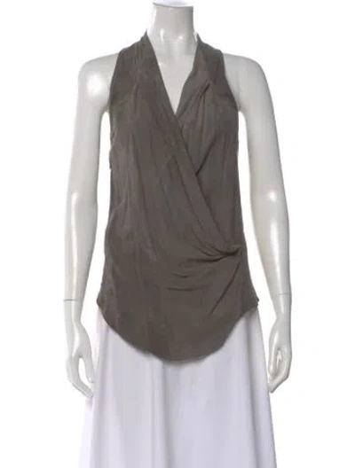 Pre-owned Helmut Lang Lamb Leather V-neck Top In Gray