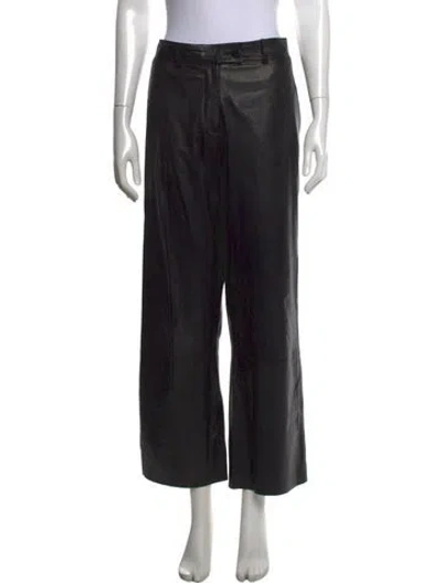 Pre-owned Helmut Lang Lamb Leather Wide Leg Pants In Black