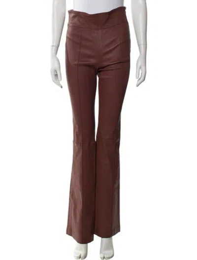 Pre-owned Helmut Lang Lamb Leather Wide Leg Pants W/ Tags In Brown