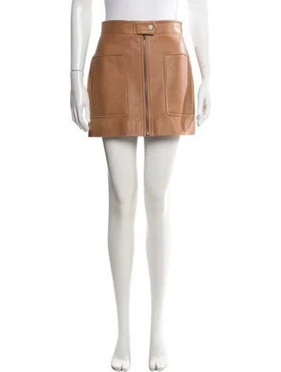 Pre-owned Helmut Lang Lambskin Mini Skirt In Brown