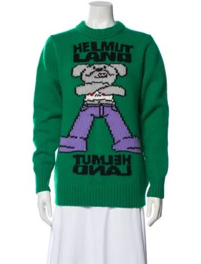 Pre-owned Helmut Lang Lambswool Graphic Print Sweater In Green
