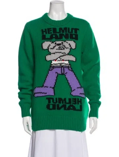Pre-owned Helmut Lang Lambswool Graphic Print Sweater In Green