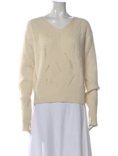 Pre-owned Helmut Lang Lambswool V-neck Sweater In Neutral