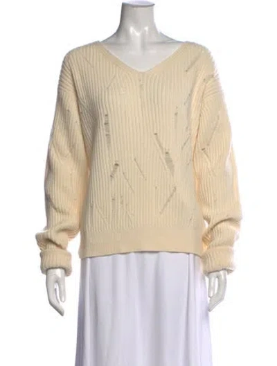 Pre-owned Helmut Lang Lambswool V-neck Sweater In Neutral