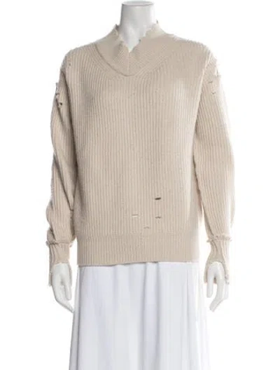 Pre-owned Helmut Lang Lambswool V-neck Sweater In Neutral