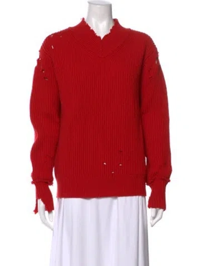 Pre-owned Helmut Lang Lambswool V-neck Sweater In Red