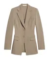 Helmut Lang Roma Zip Sleeve Single Breasted Ponte Knit Blazer In Nude
