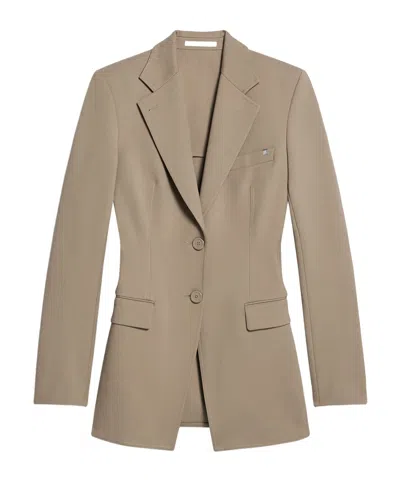 Helmut Lang Roma Zip Sleeve Single Breasted Ponte Knit Blazer In Taupe