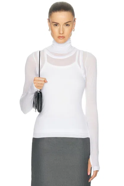 Helmut Lang Layer Long Sleeve Neck Sheer In White