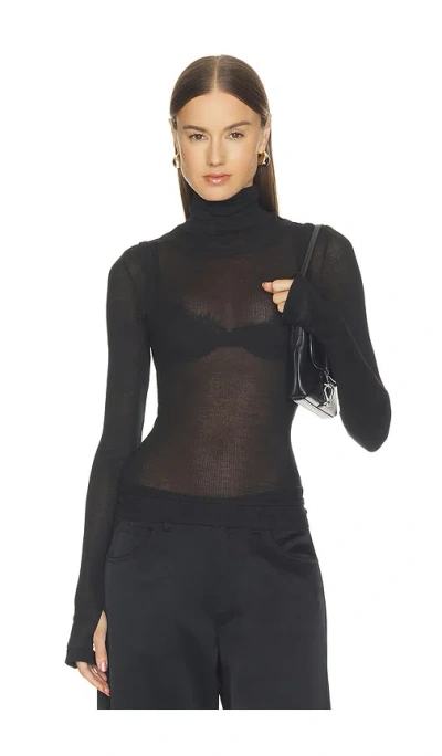 Helmut Lang Layer Long Sleeve Neck Sheer In Black