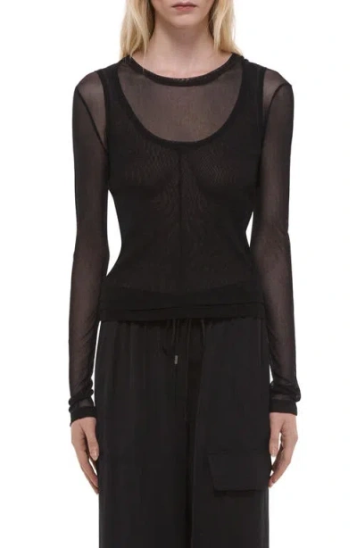 Helmut Lang Layered Mesh Long Sleeve T-shirt In Black
