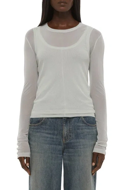 Helmut Lang Layered Mesh Long Sleeve T-shirt In Multi